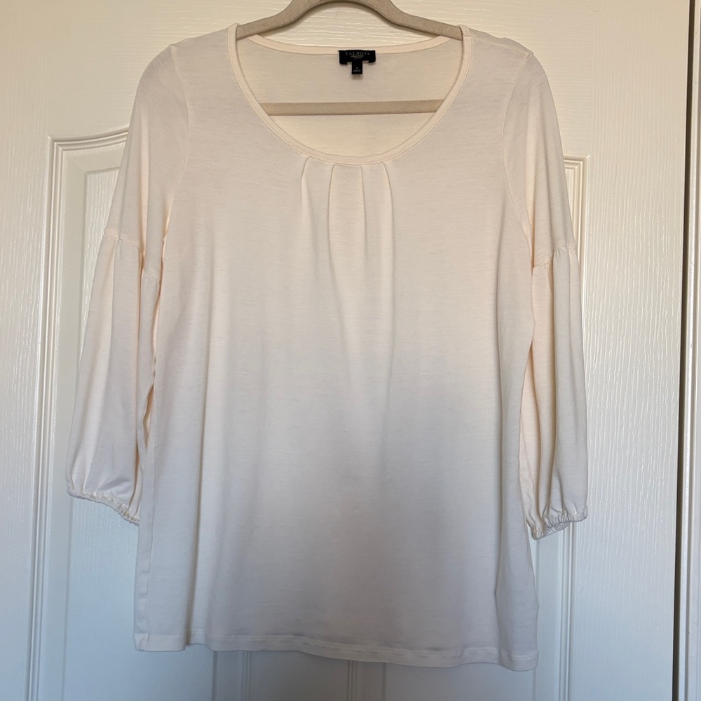 Talbots Cream 3/4 Sleeve Top tee sz X 12 14